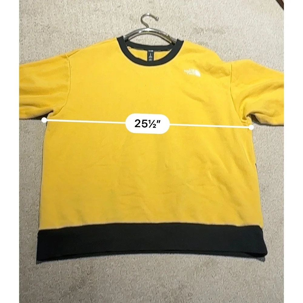 The North Face Mens Large Colorblock Crewneck Sweatshirt Yellow Blue Fleece Logo